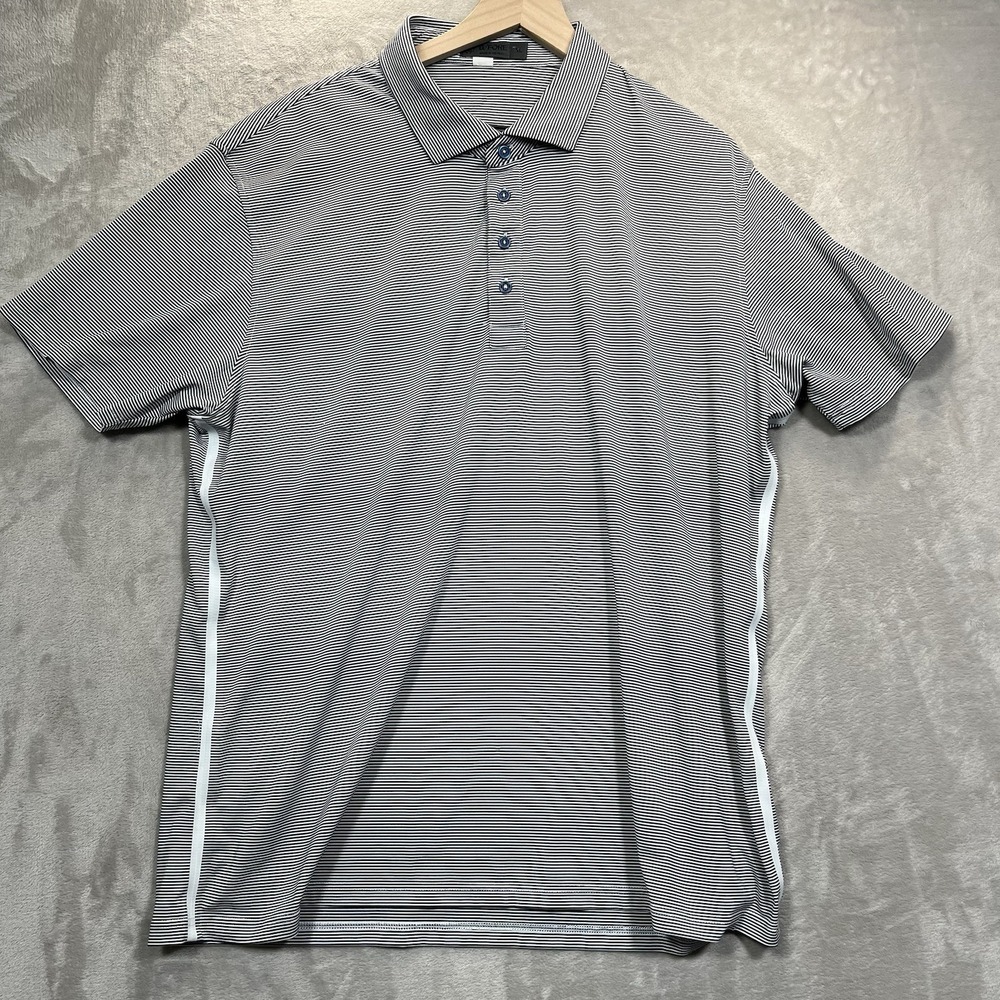 G/FORE Performance Golf Polo Shirt Mens Size XL White Black Striped Short Sleeve